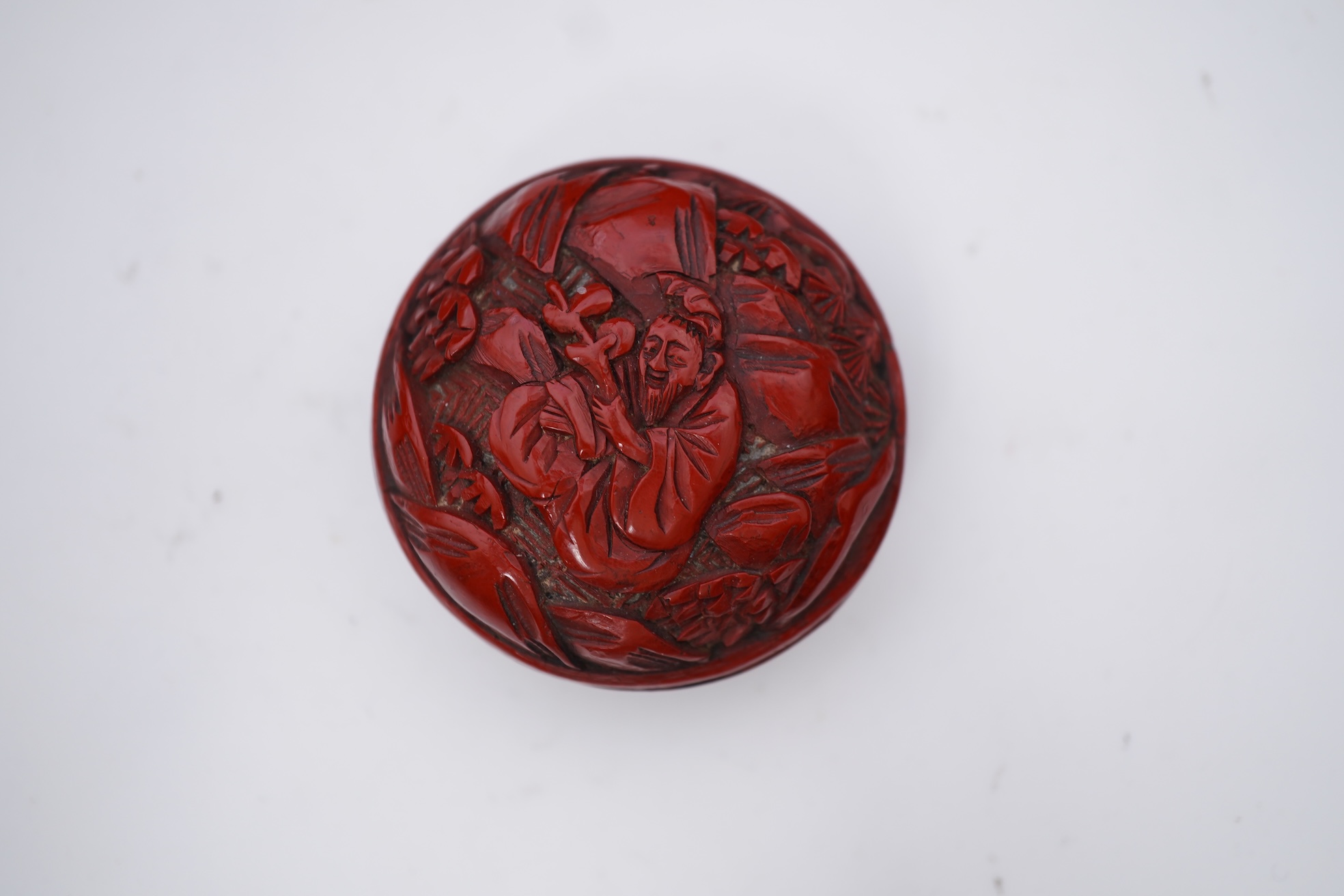 A Chinese cinnabar lacquer seal paste box, 19th century